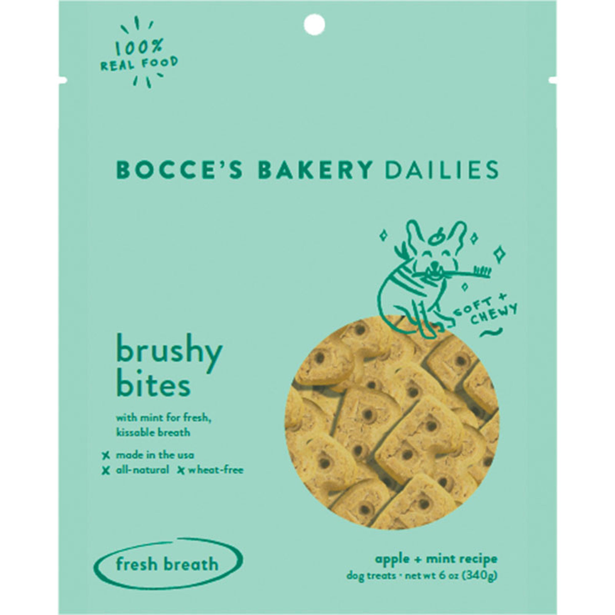 Bocce’s Brushy Bites – Apple + Mint (6oz)